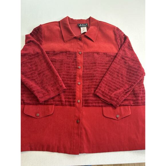 Vintage Jolibel Red Button Up Woven Shirt Jacket Size 24‎ Canada - Picture 1 of 9
